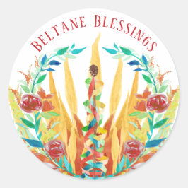Beltane Fire Maypole & Summer花 ラウンドシール