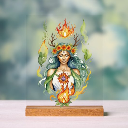 Beltane Fire Summer Goddess Floral Sabbat Altar アクリルサイン (ニュートラル)