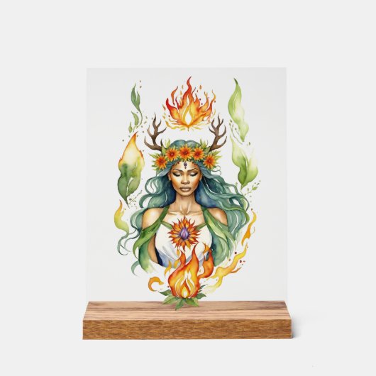 Beltane Fire Summer Goddess Floral Sabbat Altar アクリルサイン (正面)