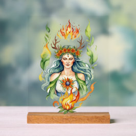 Beltane Fire Summer Goddess Floral Sabbat Altar アクリルサイン