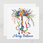 Beltane Maypole Floral Summer Begins Sabbat シーズンカード (正面/裏面)