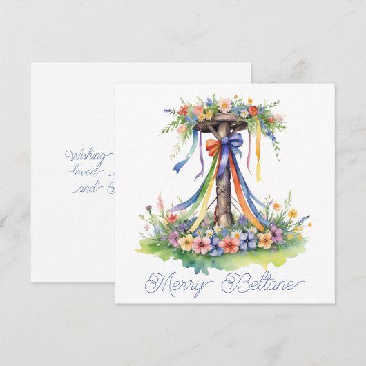 Beltane Maypole Floral Summer Begins Sabbat シーズンカード (正面/裏面)