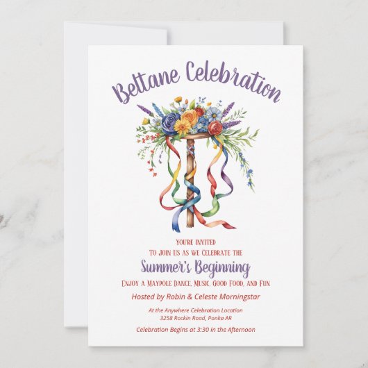 Beltane Maypole Summer Floral Sabbat Party 招待状 (正面)