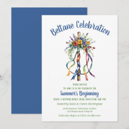 Beltane Maypole Summer Floral Sabbat Party 招待状