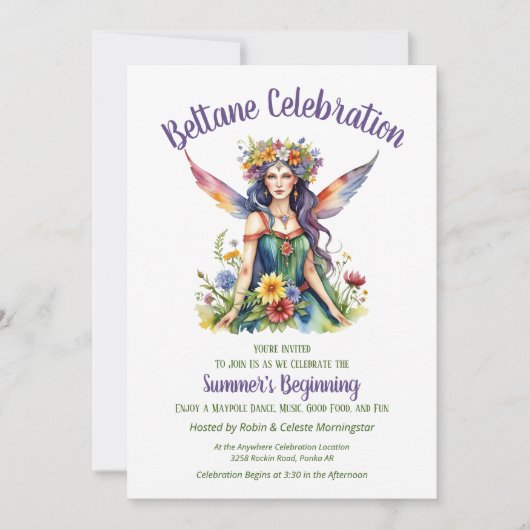Beltane Summer Fairy Floral Sabbat Party 招待状 (正面)