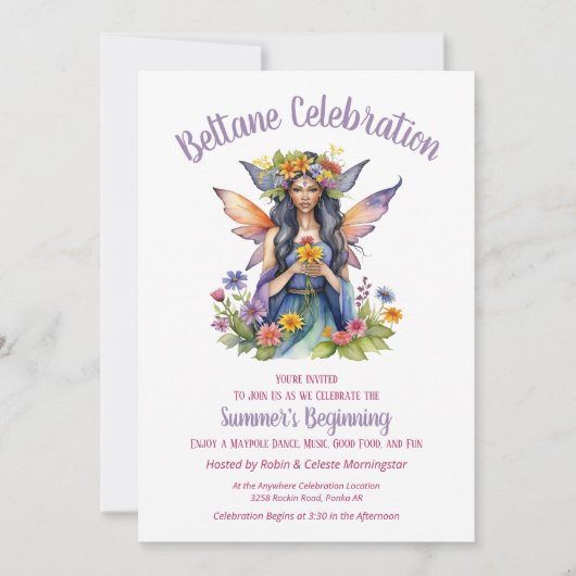 Beltane Summer Fairy Floral Sabbat Party 招待状 (正面)