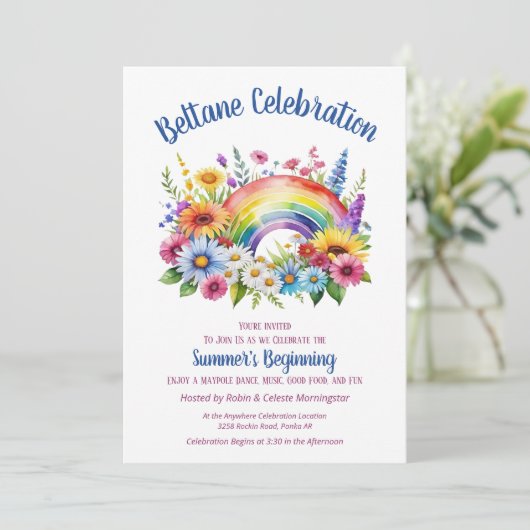 Beltane Summer Floral Rainbow Sabbat Party 招待状 (スタンド正面)
