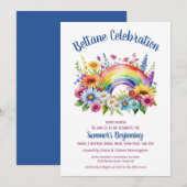 Beltane Summer Floral Rainbow Sabbat Party 招待状 (正面/裏面)