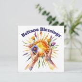 Beltane Summer Floral Sun Sabbat Blessings シーズンカード (スタンド正面)