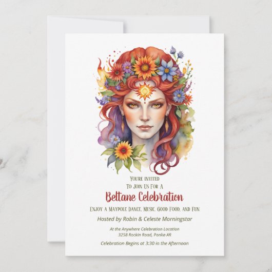 Beltane Summer Goddess Floral Sabbat Party 招待状 (正面)
