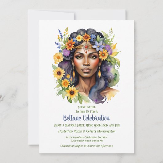 Beltane Summer Goddess Floral Sabbat Party 招待状 (正面)