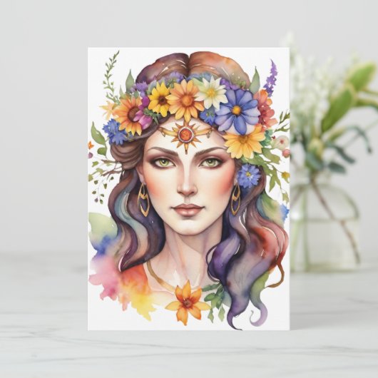 Beltane Summer Goddess Floral Wicca Sabbat  シーズンカード (スタンド正面)