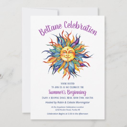 Beltane Summer Sun Shine Sabbat Party 招待状 (正面)