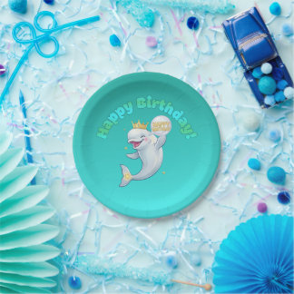 Beluga Boo Happy Birthday 7" Paper Plate ペーパープレート