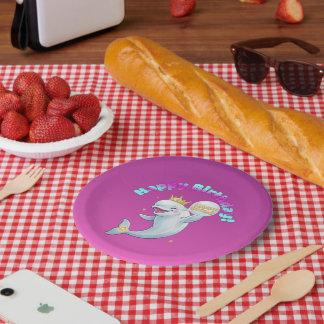 Beluga Boo Happy Birthday Party Plate ペーパープレート