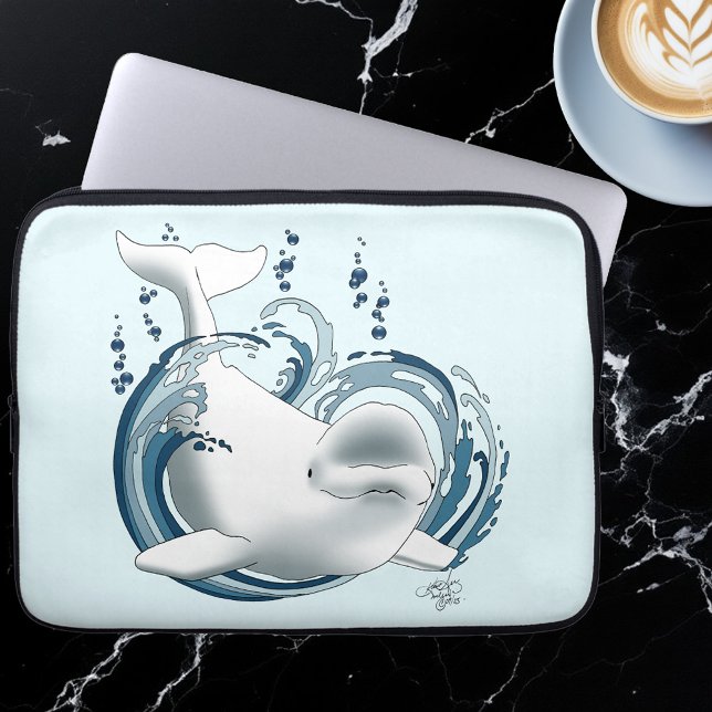 Beluga Whale Blue ラップトップスリーブ (クリエイターアップロード済み)