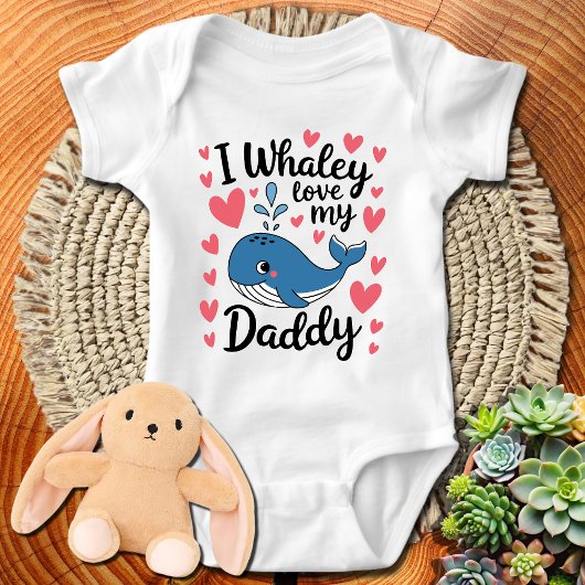 Beluga Whale I Whaley Love My Daddy ベビーボディスーツ