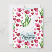 Beluga Whale Love Valentine’s Day Card in White ノートカード (正面)