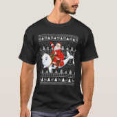 Beluga Whale Lover Santa Riding Beluga Whale Ugly Tシャツ (正面)