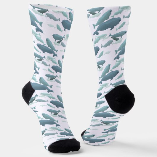 Beluga Whale Socks  Whale Art Socks Customize ソックス (傾斜あり)