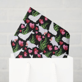 Beluga Whale Valentine's Tissue Paper in Black 薄葉紙