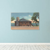 Bemidji, MN -州ビルの暖炉の眺め キャンバスプリント (インサイチュ (ウッドフロア))