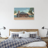 Bemidji, MN -州ビルの暖炉の眺め キャンバスプリント (インサイチュ (寝室))