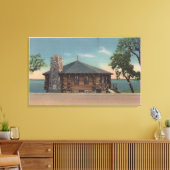 Bemidji, MN -州ビルの暖炉の眺め キャンバスプリント (インサイチュ (リビング))