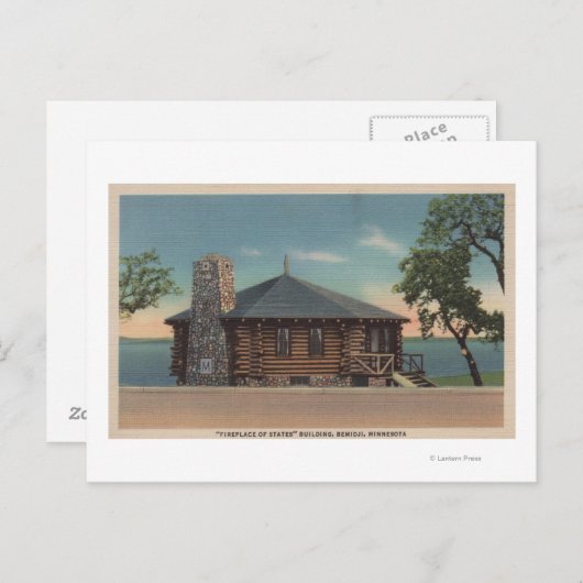 Bemidji, MN -州ビルの暖炉の眺め ポストカード (正面/裏面)