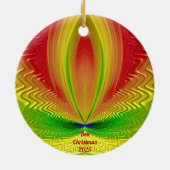 BEN ~赤パーソナライズされた緑イエロークリスマス セラミックオーナメント (裏面)