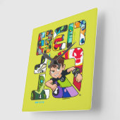 Ben 10エイリアンロゴ スクエア壁時計 (傾斜)