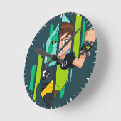 Ben 10ダイヤモンドヘッドDNA変換 ラウンド壁時計 (傾斜)
