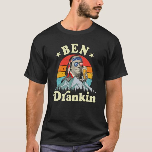 Ben Drankin 4th Of July Benjamin Franklin Men Amer Tシャツ (正面)