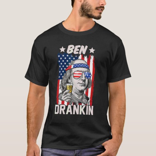 Ben Drankin Beer 7月4日アメリカ国旗パトリオット Tシャツ (正面)