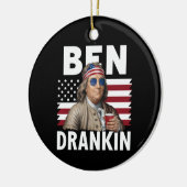 Ben Drankin Beer 7月4日ヴィンテージ国旗おもしろい セラミックオーナメント (左)