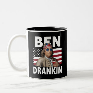Ben Drankin Beer 7月4日ヴィンテージ国旗おもしろい ツートーンマグカップ