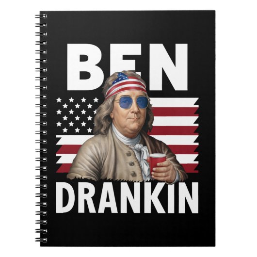 Ben Drankin Beer 7月4日ヴィンテージ国旗おもしろい ノートブック (正面)