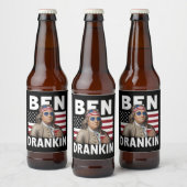 Ben Drankin Beer 7月4日ヴィンテージ国旗おもしろい ビールラベル (ボトル)