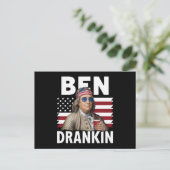 Ben Drankin Beer 7月4日ヴィンテージ国旗おもしろい ポストカード (スタンド正面)
