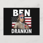 Ben Drankin Beer 7月4日ヴィンテージ国旗おもしろい ポストカード (正面)