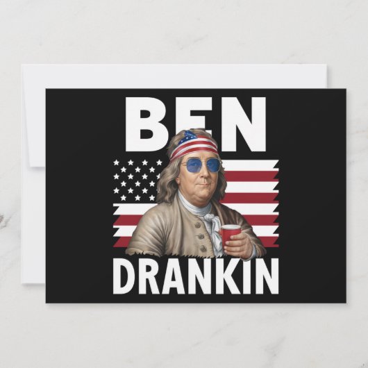 Ben Drankin Beer 7月4日ヴィンテージ国旗おもしろい 招待状 (正面)