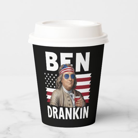 Ben Drankin Beer 7月4日ヴィンテージ国旗おもしろい 紙コップ (正面)