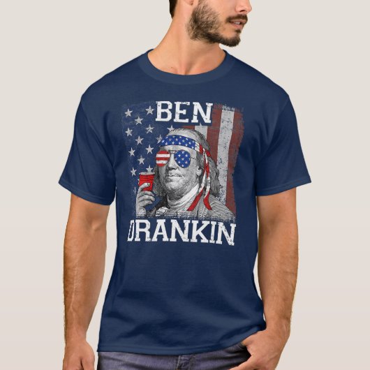 Ben Drankin Beer 7月4日Patriotic おもしろい Usa Tシャツ (正面)