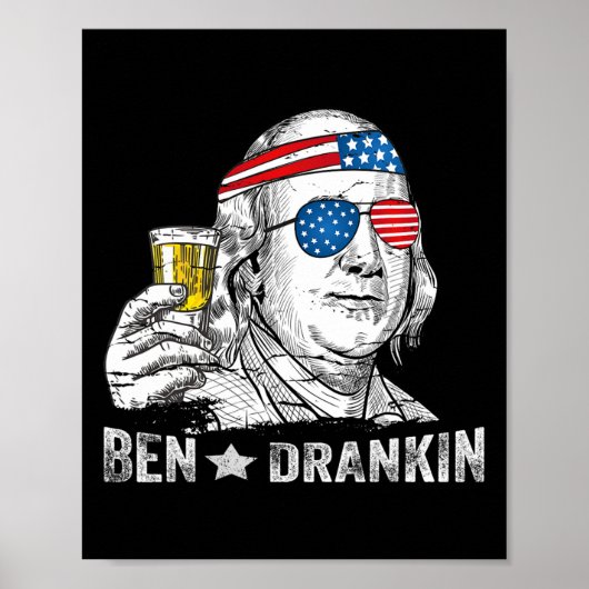 Ben Drankin - Benjamin Franklin飲みビール – 4t ポスター (正面)