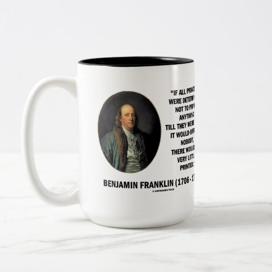 Ben Franklinプリンタからプリント印刷引用文へ ツートーンマグカップ (左)