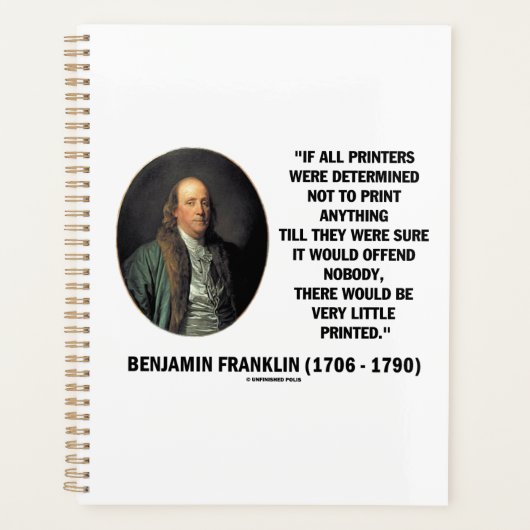 Ben Franklinプリンタからプリント印刷引用文へ プランナー手帳 (正面)