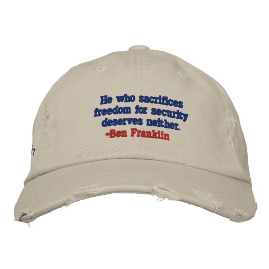 BEN FRANKLIN FREEDOM FOR SECURITY PATRIOT CAP 刺繍入りキャップ (正面)