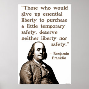 Ben Franklin on Liberty and Safety ポスター