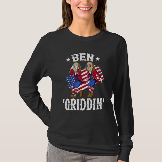 Ben Griddin 4th of July Ben Franklin Griddy Men Wo Tシャツ (正面)