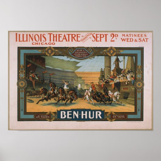 BEN HUR VINTAGE THEATRE POSTER REPRINT ポスター (正面)